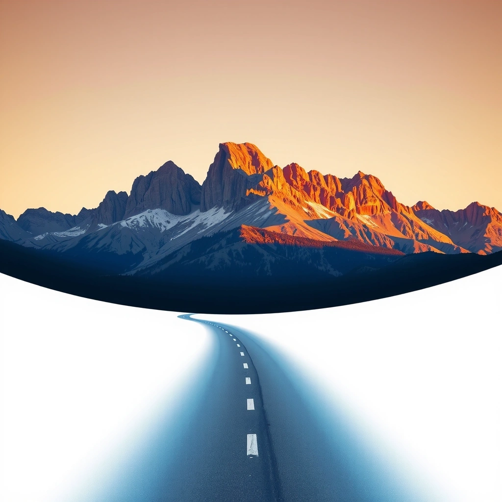 Красивый американский пейзаж с горящими огнями на закате